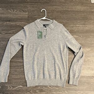 Quince Light Gray Cashmere Button Up Men's Sweater